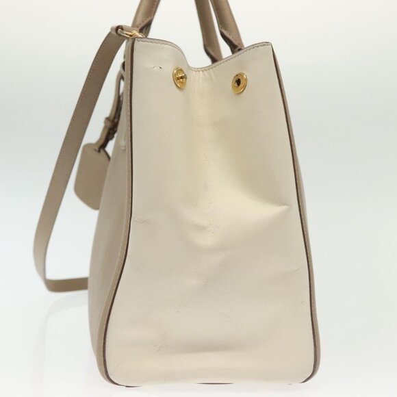 PRADA Hand Bag Safiano Leather 2way Beige Gold Auth - Picture 10 of 15